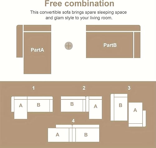 Miniatura 8 de Sofá modular Cloud de 99 pulgadas, sofá en forma de L con asiento profundo, moderno sofá comprimido sin hueso con diván, sofás de pana de 3 plazas