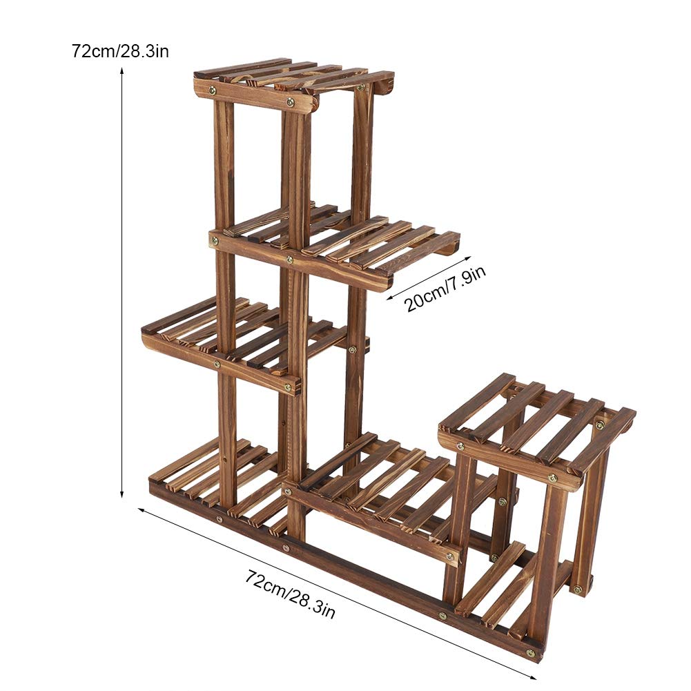 Ejoyous Blumenregal Blumentreppe Holz mit Pflanzenregal, 5-schichtiger Blumenständer aus hochwertiger Kiefernholz für Innen-Balkon Wohzimmer Outdoor Garten Blumenständer