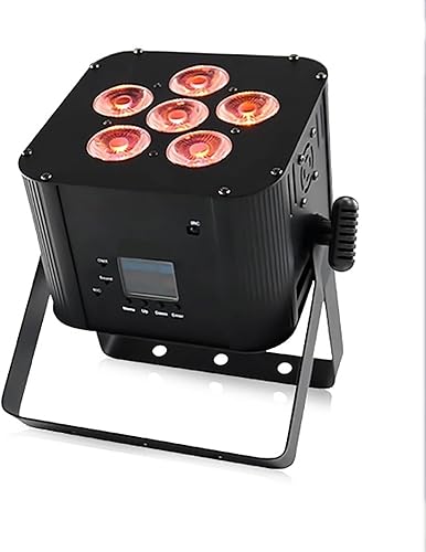 Luces DJ DMX activadas por sonido, 6 x 18 W RGBW 6 en 1 DMX recargable LED par luz con 16.7 millones de cambios de color y 4 modos de control, para