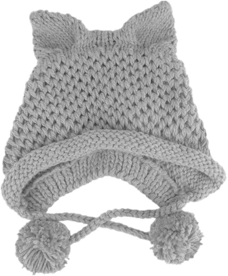 BIBITIME 6 PCS Handmade Knitted Ears Beanie Pussycat Hat Women March Rights Caps (Royal Blue,Dark/Light Grey,Sky Blue,Green,Black, Fit Average Adult)
