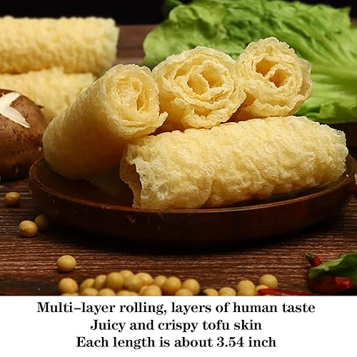 Miniatura 6 de Rollo de frijoles fritos de 4.23 oz, nutritiva y deliciosa piel de tofu, rollo de frijoles crujientes vegetarianos dorados, el mejor complemento