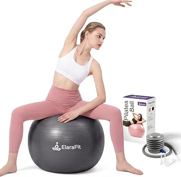 Anti Burst Large Exercise Ball for Yoga Non Slip Pilates Ball with Pump 550 lbs Capacity for Pregnancy, Fitness Size L 23 to 26 inches, About 58 to 65cm