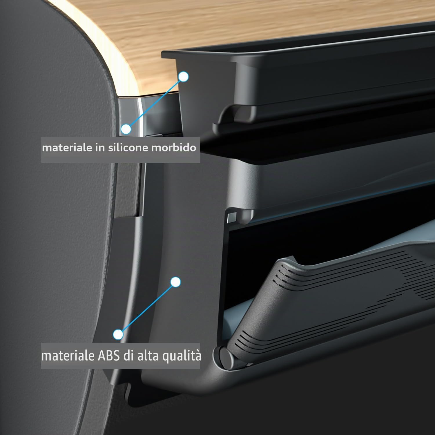 topfit Organizzatore del cruscotto per Tesla Model Y Model 3 Scatola di immagazzinaggio multifunzionale Occhiali da sole Porta telefono Vano portaoggetti Accessori Organizzati per Tesla Model Y/3