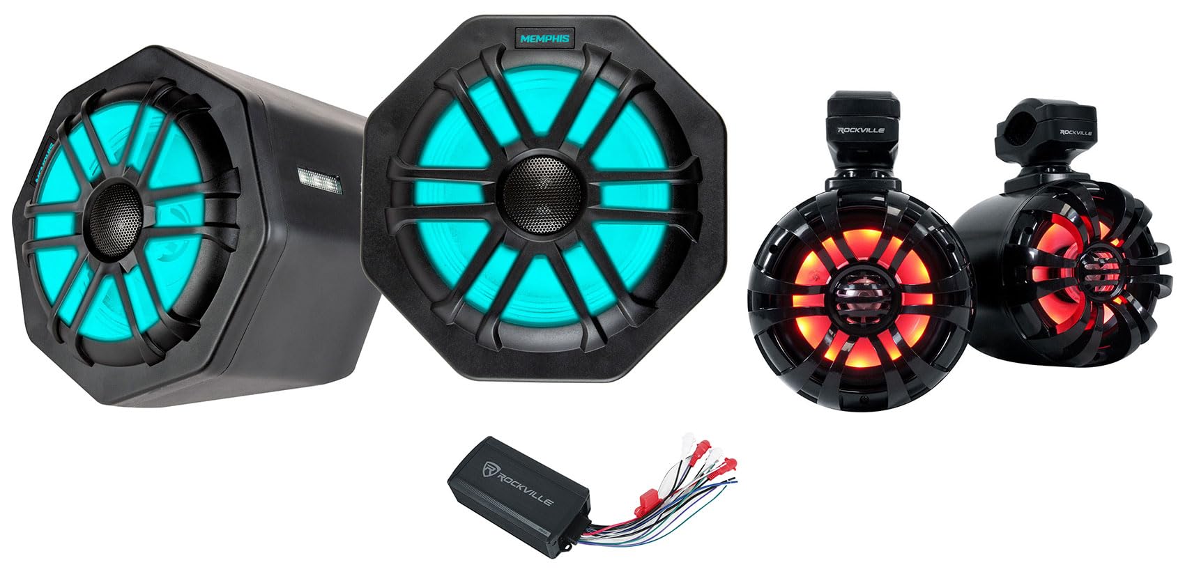 Audiosavings Bundle: (2) Memphis Audio GEN65FE LED Speaker Pods for 2016 Bundle with (2) Rockville WB50KLS Black 5.25