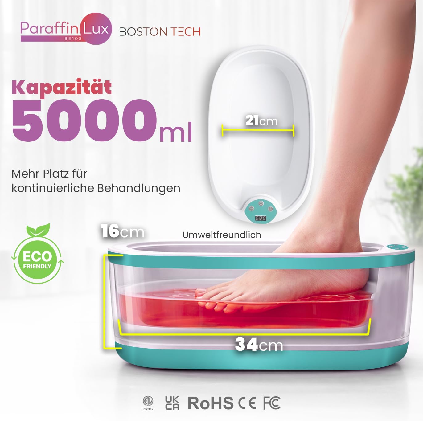 Paraffinbadwärmer für Hände und Füße. Thermotherapie, Muskelschmerzen, Arthritis, ästhetische Anwendung und Verbrauch der Hautfeuchtigkeit. Schnellaufheizung 40 min. Fassungsvermögen 5 L. BE108 (Grün)