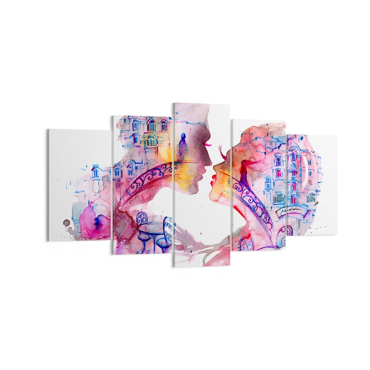 ARTTOR Lienzo Decorativo 160x85cm Moderno Tríptico Personas Arte - 3132 | Pareja Amar Mujer Cuadro sobre Lienzo Grande Arte mural Decoración del Hogar Salón Dormitorio Cocina Oficina Cuadros de Pared