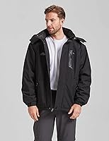 Vista 4 de ELLSWOS Chaqueta de esquí impermeable para hombre, abrigo de nieve cálido con capucha, rompevientos