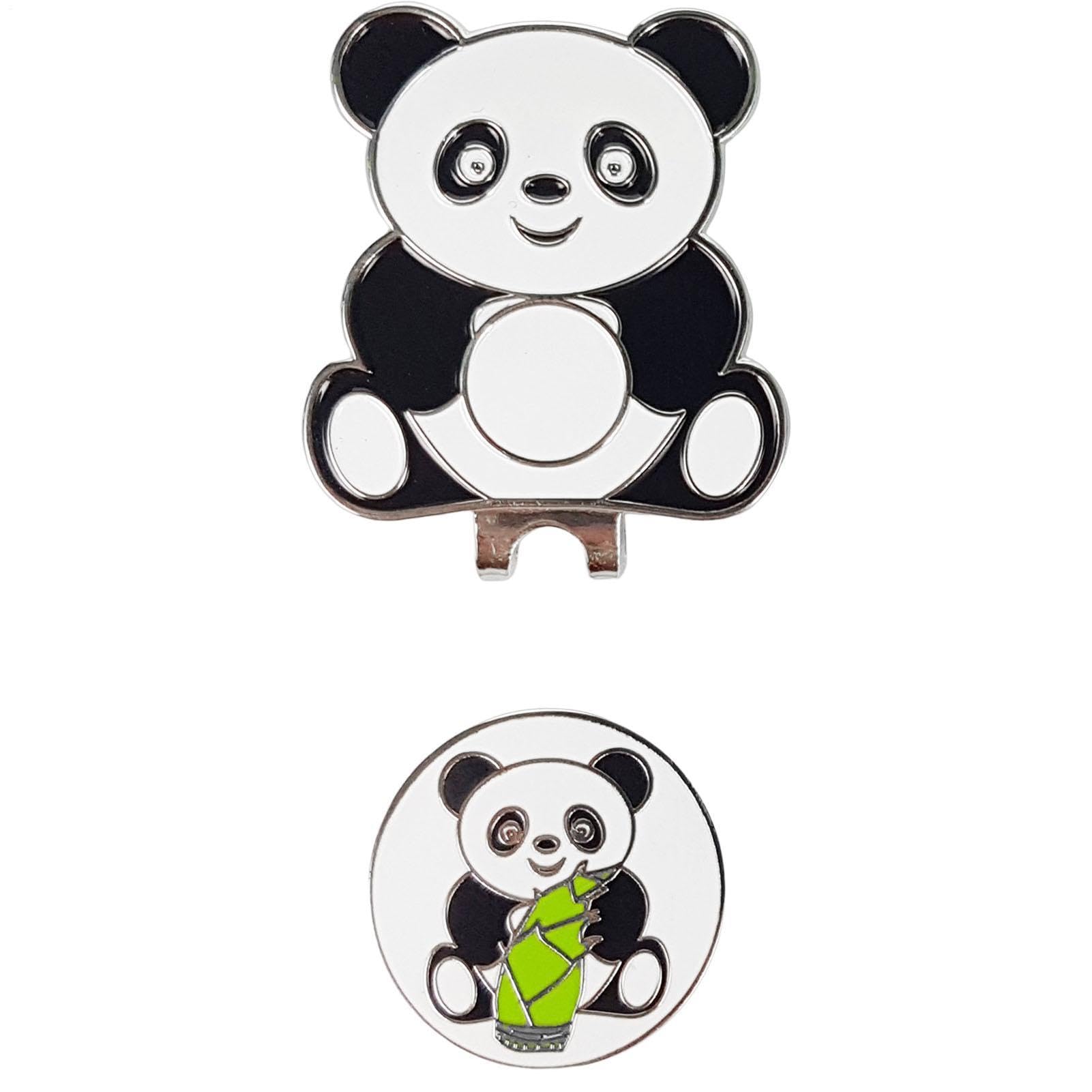 Hutclip Für Golfballmarker – 40 Mm Golfmarker Im Cartoon-Panda-Stil | Magnetischer Ballmarker Aus Metall, Trainingshilfe, 25 G, Sportzubehör Mit Niedlichem Tiermuster Für Professionelle Golfer, Grüne