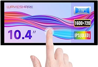 Waveshare 10.4inch QLED Quantum Dot Display, Capacitive Touch, 1600×720 Resolution, Compatible with Raspberry Pi 4B/3B+ etc., Support Jetson Nano and PC Windows 11/10/8.1/8/7