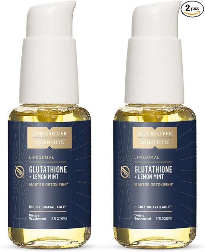 Quicksilver Scientific Liposomal Glutathione - Superior Absorption Oral Glutathione Supplement for Detox & Immune Support - 100 mg of Liquid Glutathione, Gluten Free & Dairy Free (1.7 fl oz / 2 Pack)