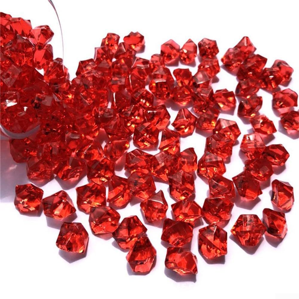 xuergu 200Pcs Premium Acrylic Gems - Red Sparkle Decor Stones for Vases, Fish Tanks, Weddings & DIY Jewelry(Red)