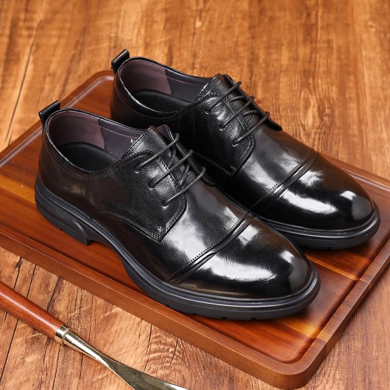 Men's Leather Shoes Formal Shoes Dress Casual Shoes Comfortable Lining Rubber Sole Lace Up Lightweight Soft Breathable Shoes