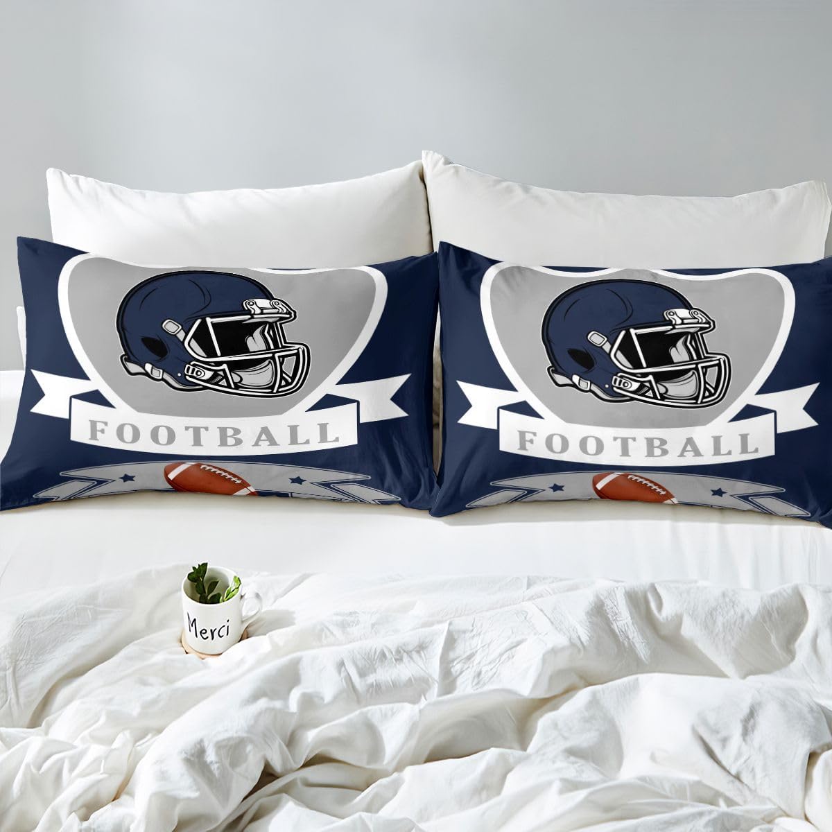 Erosebridal Sheet Set Boys Football Sports Room Decor Queen Size 4 Pieces Gridiron Seasonal Bed Sheets Set, Western Cowboys Sports Game Sheets, Rugby Bedroom Collection - Image 7