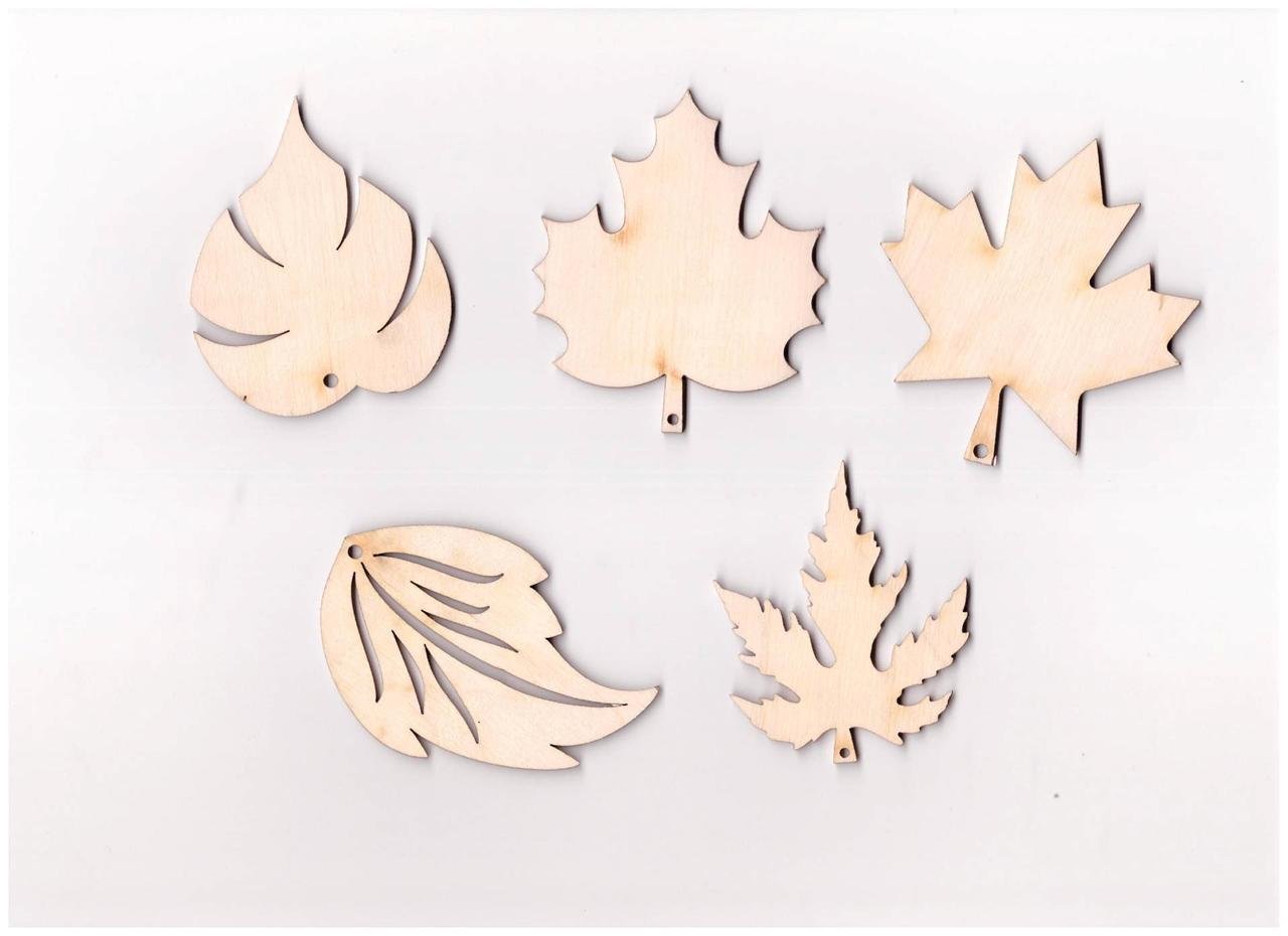 Decocraft 10X Wooden Mix Plain Leaves Plaque Leaf Oak Birch Maple Blank Decoration (V3)