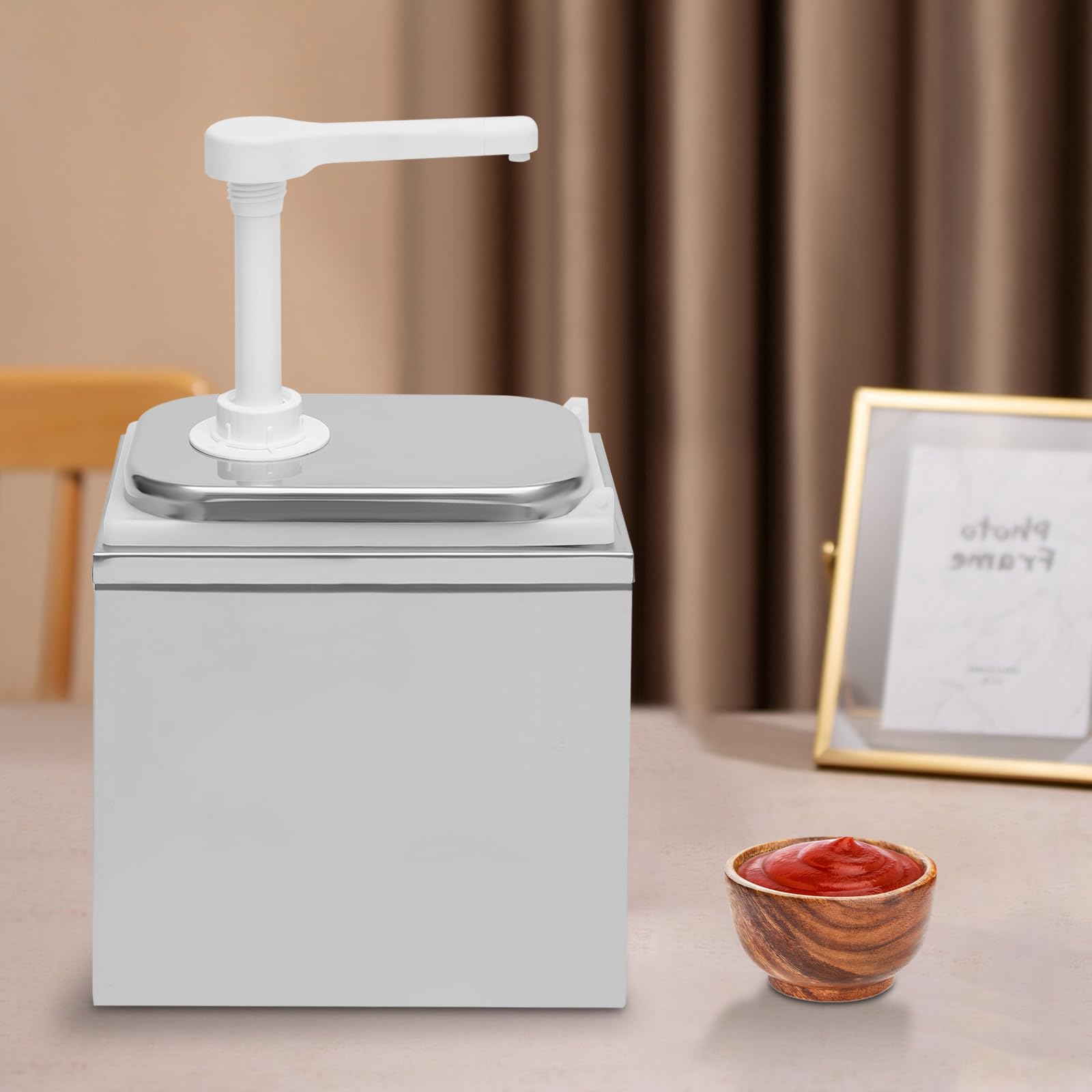 Dispensador de salsas de una sola cabeza de acero inoxidable, bomba de salsa de 2 litros, dispensador de salsa, dispensador de mostaza, dispensador de salsa, dispensador de salsa, dispensador de salsa