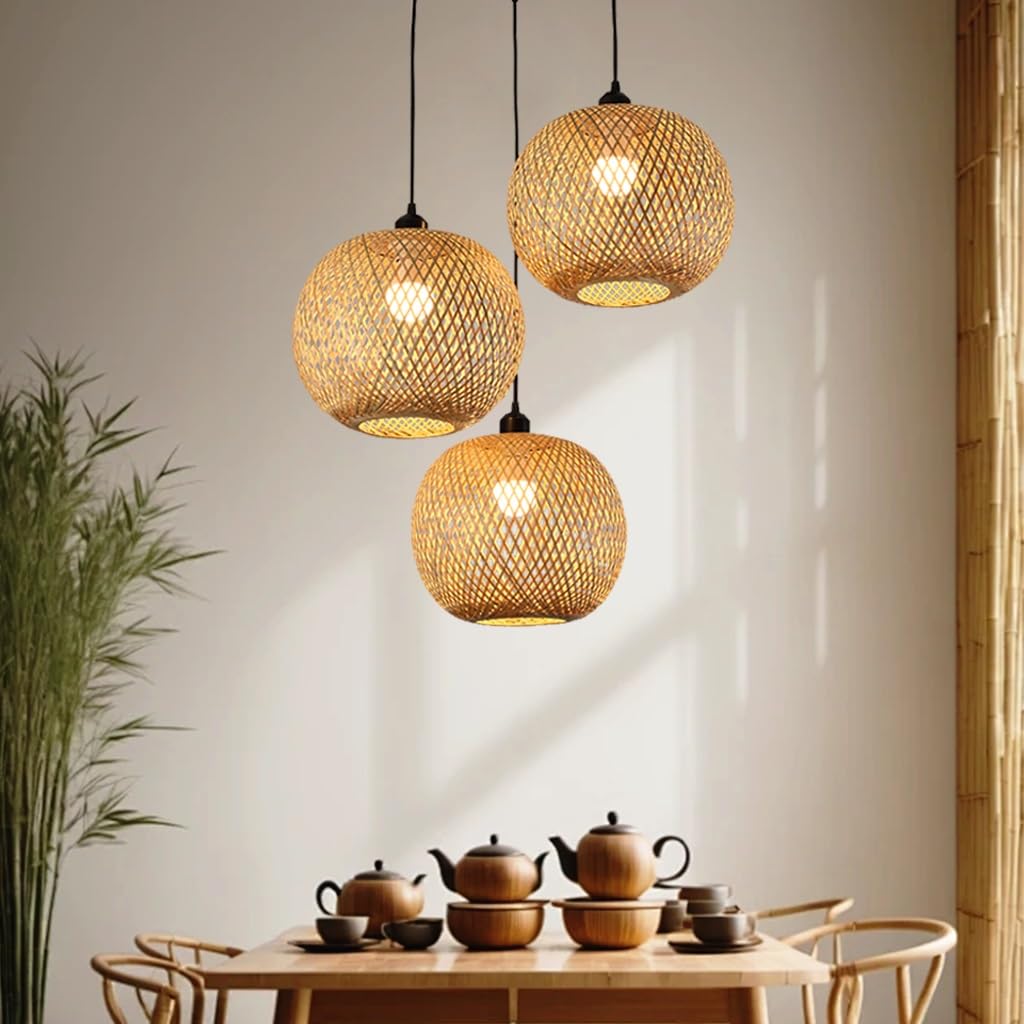 Pendelleuchte 3-Flammig Vintage Esstisch Rattan Bambus Pendellampe Retro  Stil Laterne E27 Kronleuchter Antik Lampe Landhaus Hngelampe Wicker  Lampenschirm Schlafzimmer Wohnzimmer Cafe Bar Deckenlampe( : Amazon.de:  Beleuchtung