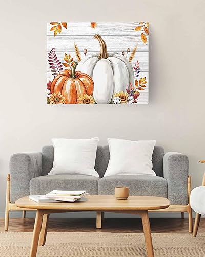 Miniatura 2 de Prime Leader Pintura por números para adultos, lienzo de Acción de Gracias, naranja y gris, calabaza de grano de madera, kit de pintura por números