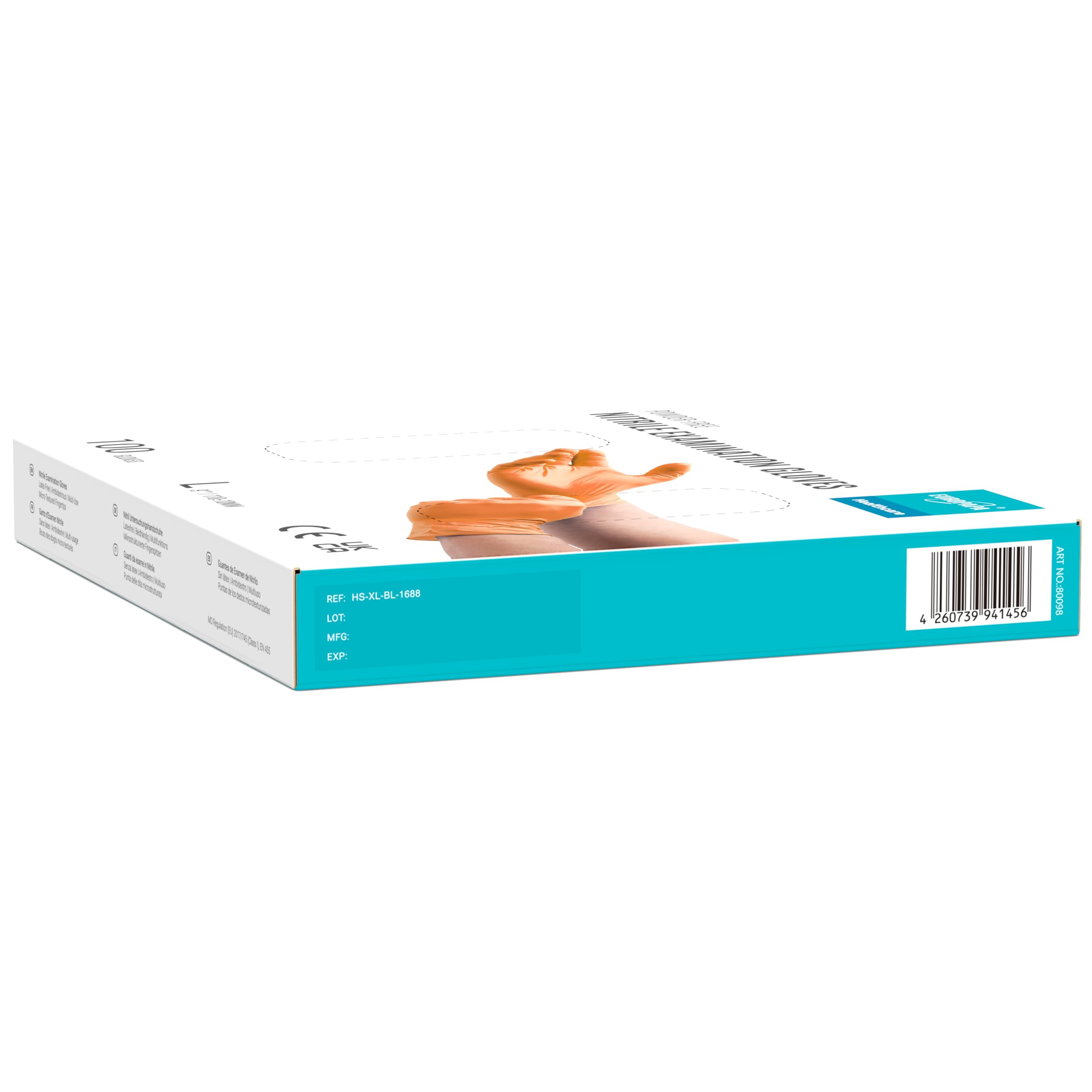 EUROPAPA® 2000 Stück (20x100) Nitrilhandschuhe Box Einweghandschuhe, Einmalhandschuhe, Untersuchungshandschuhe, puderfrei, ohne Latex, unsteril, latexfrei, disposible gloves (L, Orange)