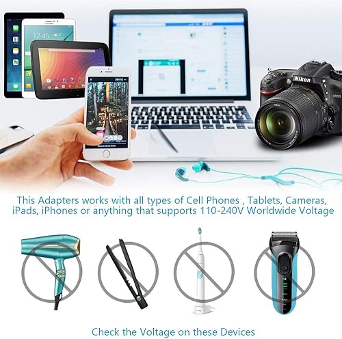 Miniatura 7 de Ceptics Adaptador de enchufe de Hong Kong, enchufe internacional con USB y USB-C - 2 enchufes de EE. UU., QC 3.0 y PD - Adaptador de salida tipo G