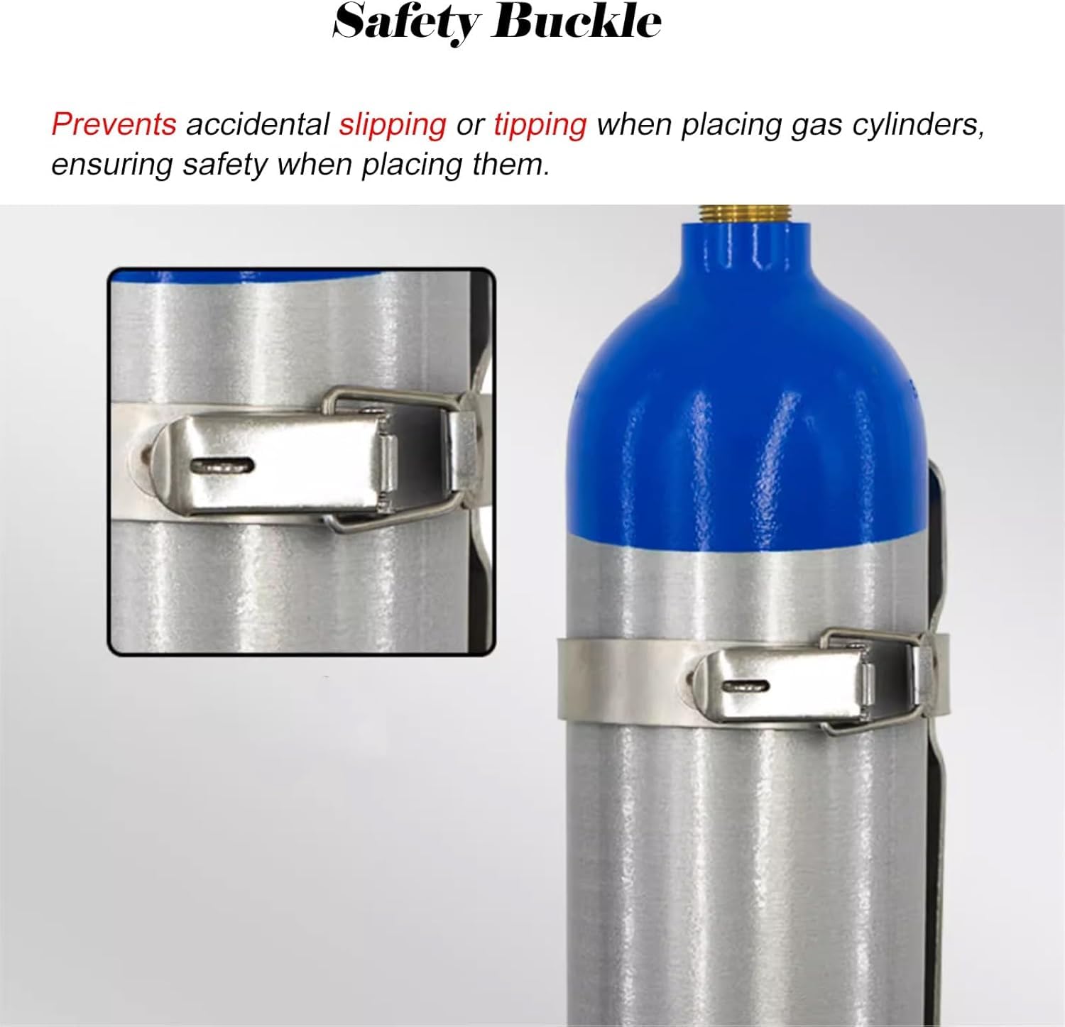 Carrito de tanque de oxígeno de acero inoxidable con hebilla de seguridad y base de una sola pieza para cilindros de gas de 2/2.8/4 L