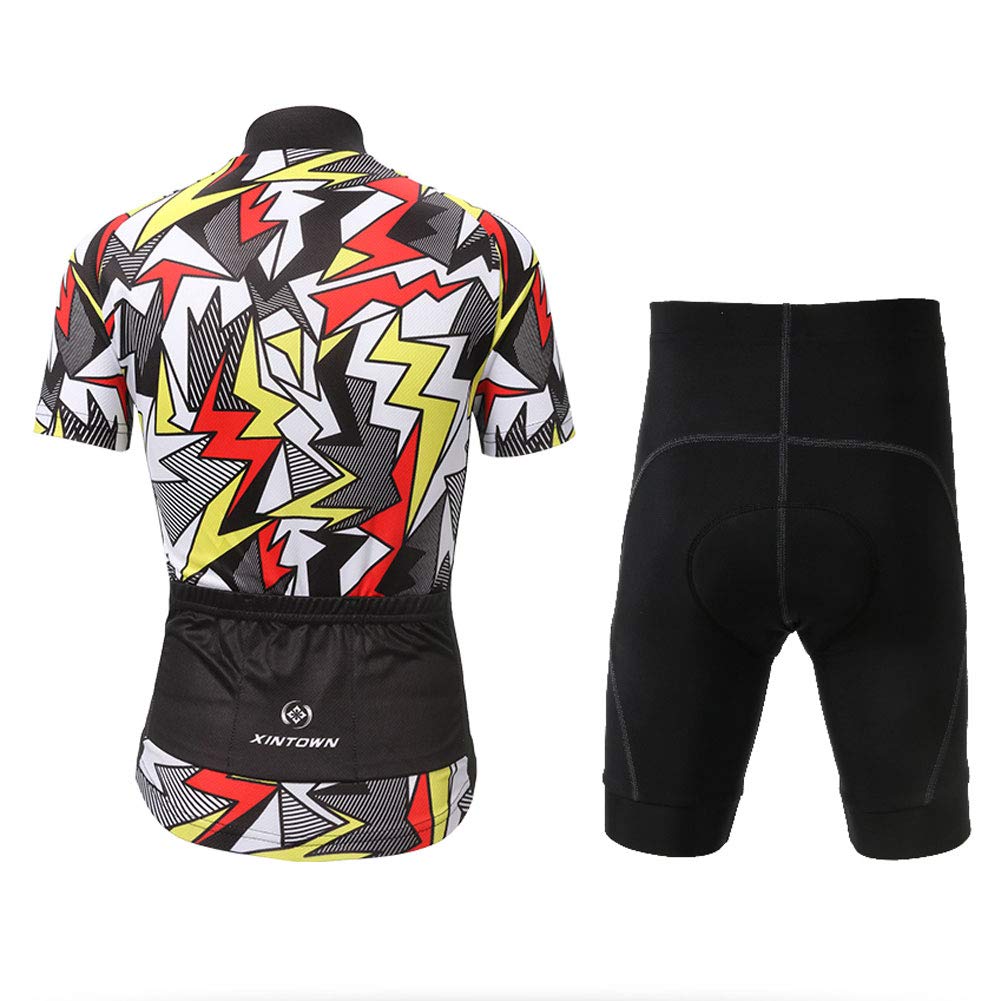 Ensemble De Vêtements De Cyclisme pour Enfants Garçons Maillots Filles Jersey À Manches Courtes + Short avec 3D Rembourré Coussin