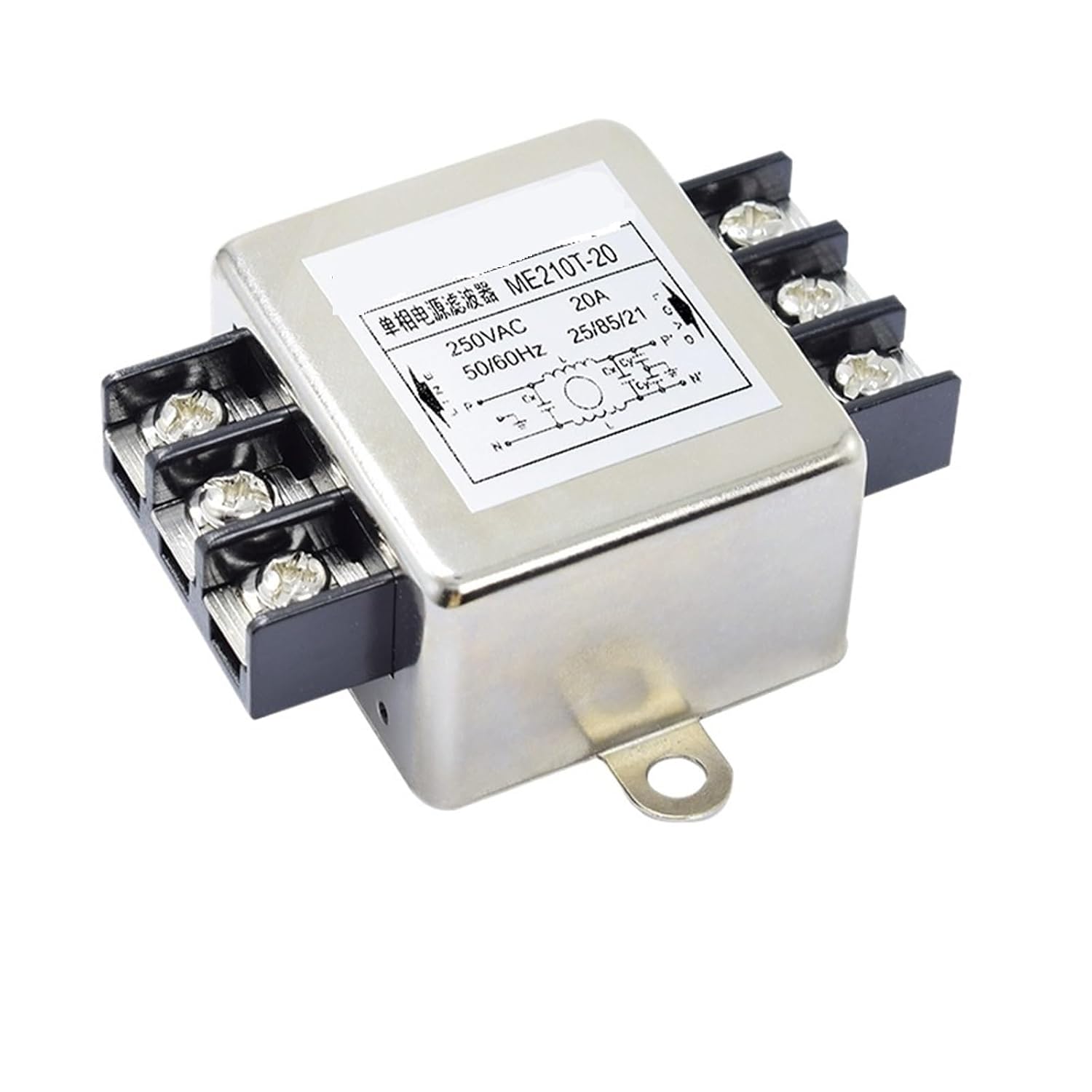 Single-Phase AC Power Supply Filter 220V Anti-Interference Single-Section Filter ME210 Single-Phase Single-Section Terminal(ME210T-6A)