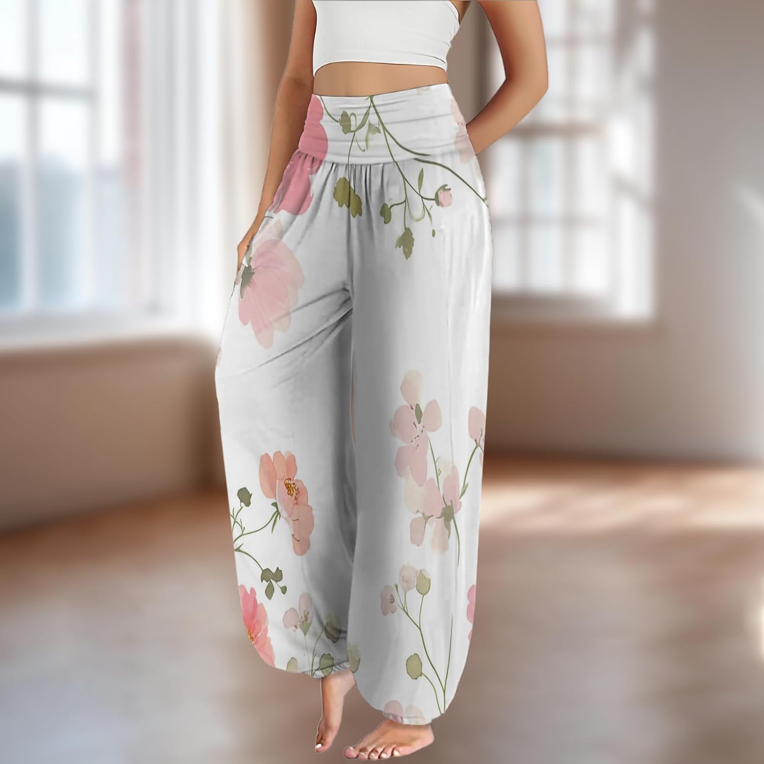 Harem Pants for Women Dressy Casual Yoga Trousers Summer Trendy Workout Flowy Print Graphic Floral Outfits 2025