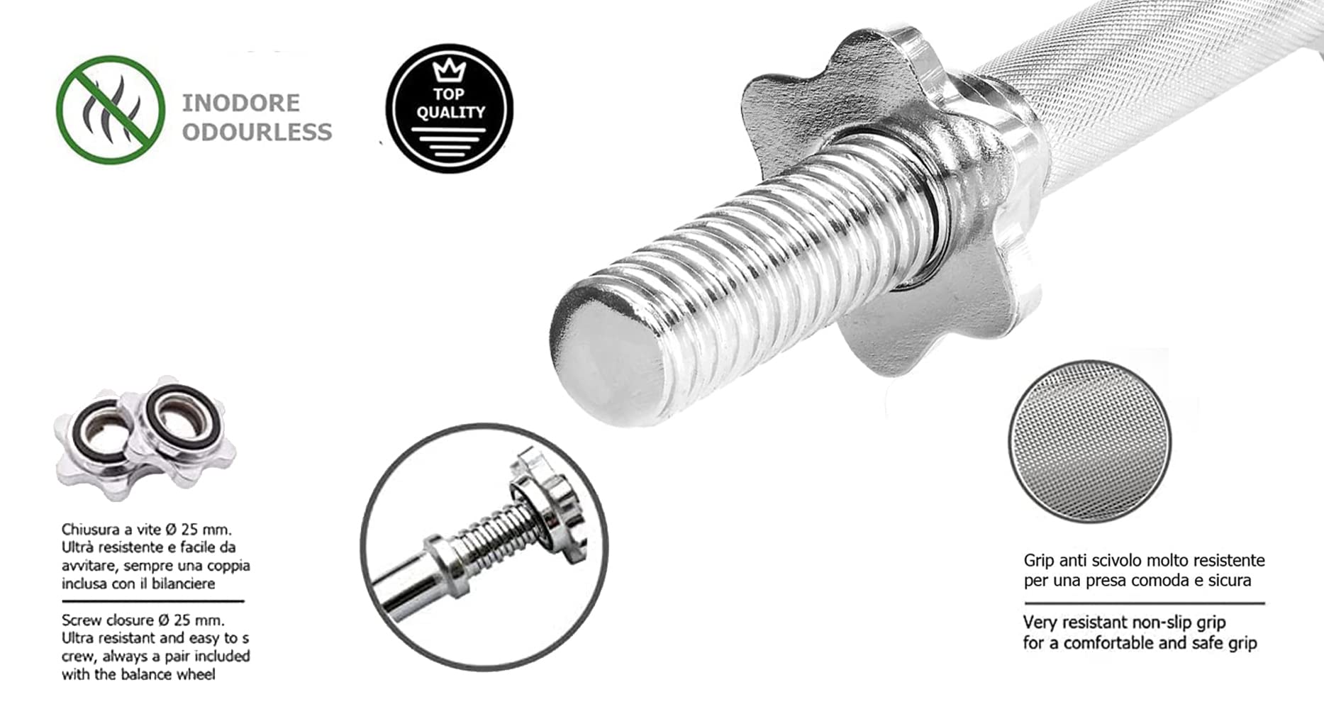 G5 HT SPORT Kierownica - Hantle z Zamknięciami W zestawie | Para lub pojedyncze | Długość 35 lub 38 cm | Ø Średnica otworu 25mm | Obciążenie Max 136 kg