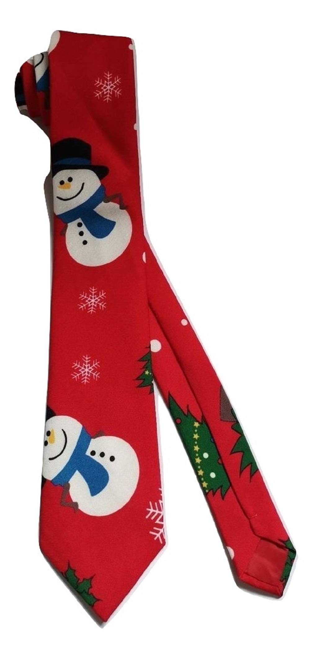 L&L® Men's Christmas Xmas Snowflake Snowman Tie Slim Woven (Red)