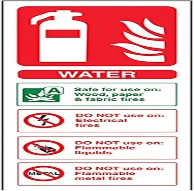 VSafety Water Id Fire Extinguisher Sign - Portrait - 75mm x 200mm - 1mm Rigid Plastic