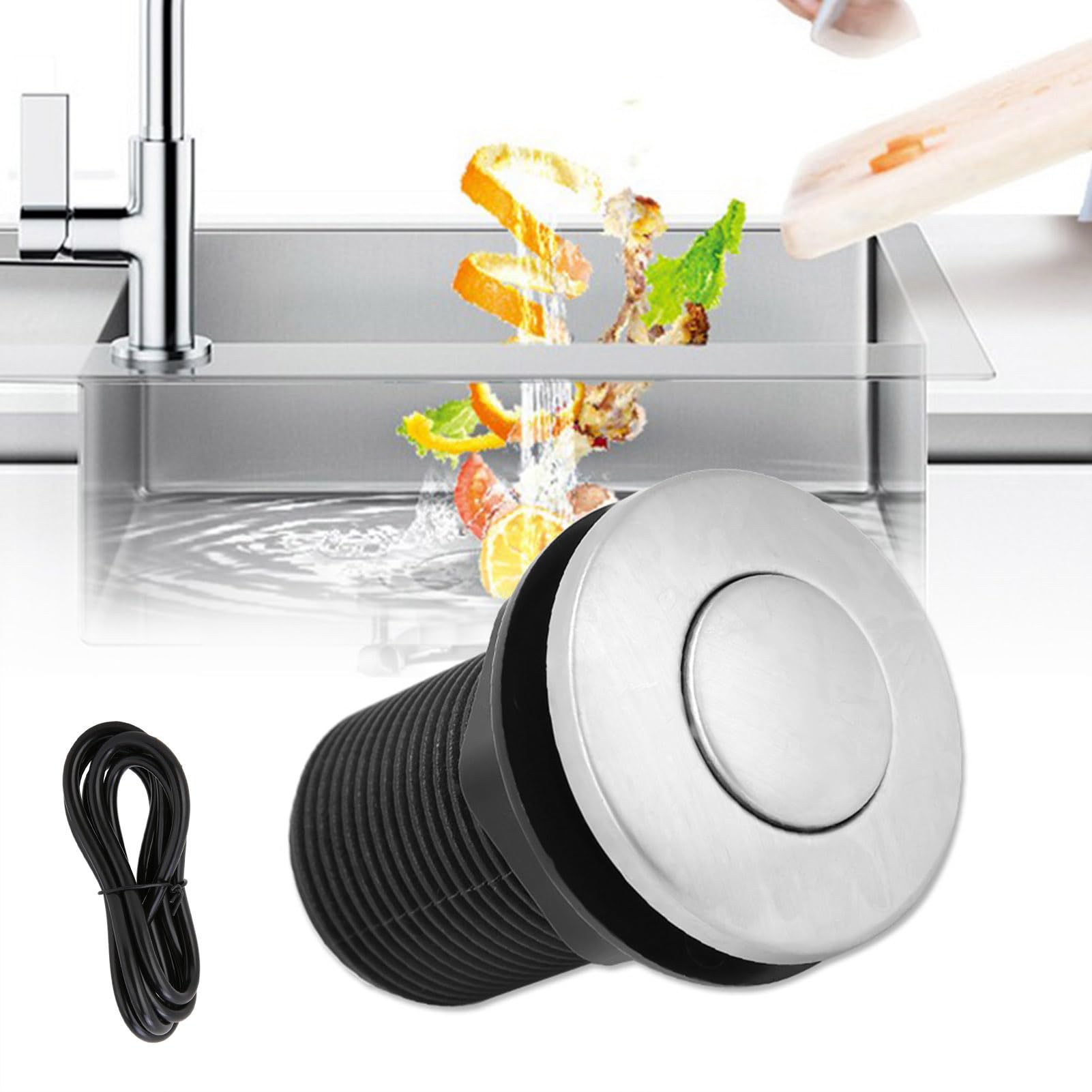 32mm Aire Automático Selflock Botón, Kit de Manguera Neumática de Aire con Interruptor, Interruptor Aire Eliminación de Basura