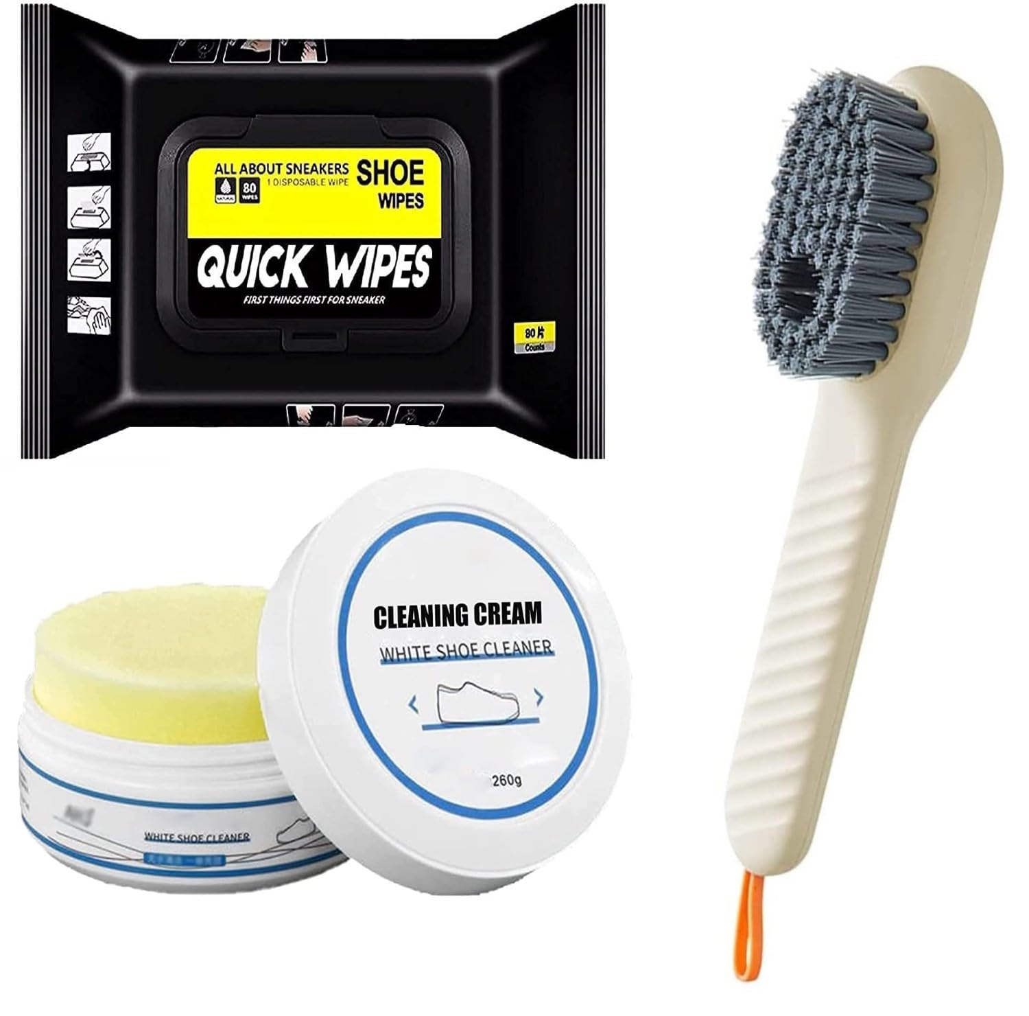 RIOMTRIC Shoe Cleaner Wipes 80Pcs & Shoe Cleaning Cream with Sponge 260GM & Shoe Cleaning Brush Quickly Remove Dirt & Stains, Cleaning Kit for Most Footwear (B0CR1TDWC7) Amazon Price History, Amazon Price Tracker