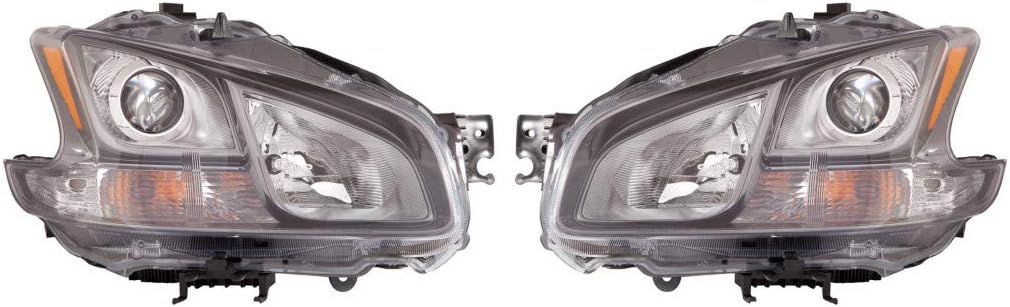 For Nissan Maxima Headlight Assembly 2011 12 13 2014 Pair Driver and Passenger Side HID w/Sport Package 3.5 SV Model CAPA Replacement For NI2502205, NI2503205 | 26060-ZY80A, 26010-ZY80A