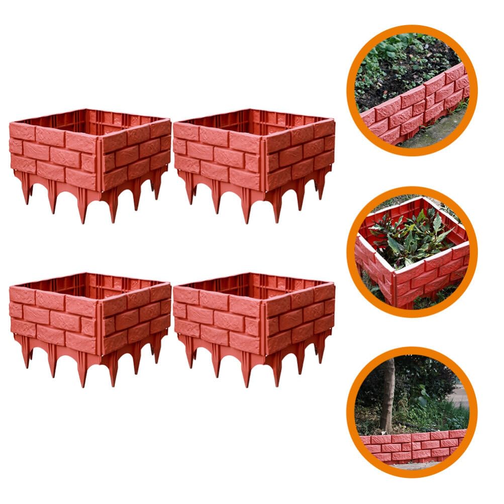 4 Pezzi Bordi In Plastica Staccionate Giardino Imitazione Pietra Mattoni Prato Aiuole Bordo Pannelli Decorativi Paesaggistici Per Cortile Giardino Esterno