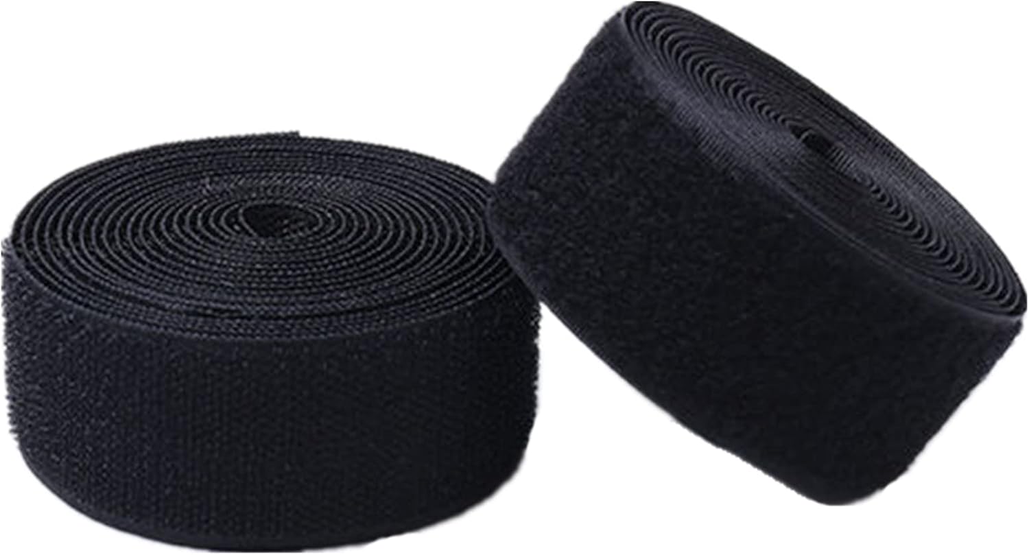 Sew on hook and loop tape, 25mm,Non-adhesive Fastening Strips for Fabric DIY Craft Home Furnishing Clothing Shoes(Black,25mm x 25Yards)