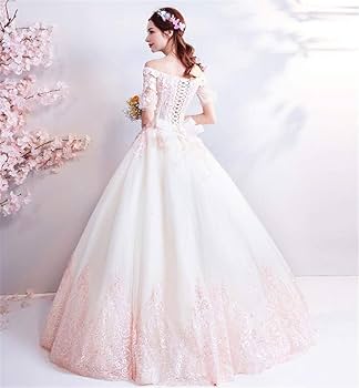 Amazon.co.jp: ウェディングドレス,ピンクとシャンパン、オフ