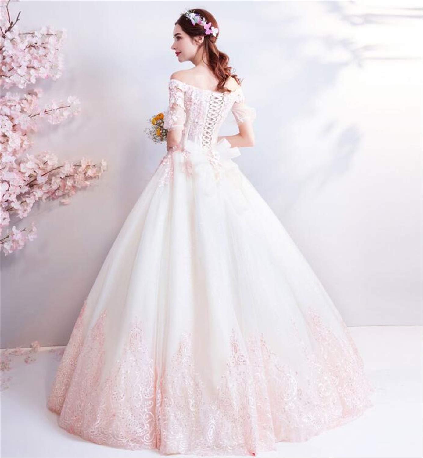 専用　　　【フォロー割】シャンパン色のイブニングドレス♡パール♡半袖♡L 即日発送】【フォロー割】シャンパン色のイブニングドレス