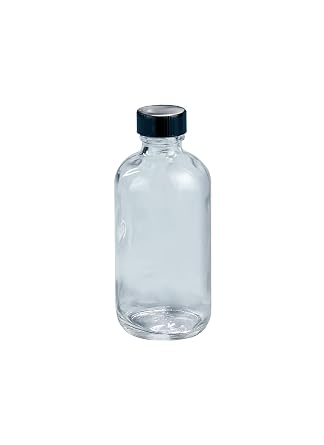 Kimble Type III Soda-Lime Glass Clear Narrow Mouth Boston Round Bottle with Taperseal Cap, Capacity 8oz Case of 12