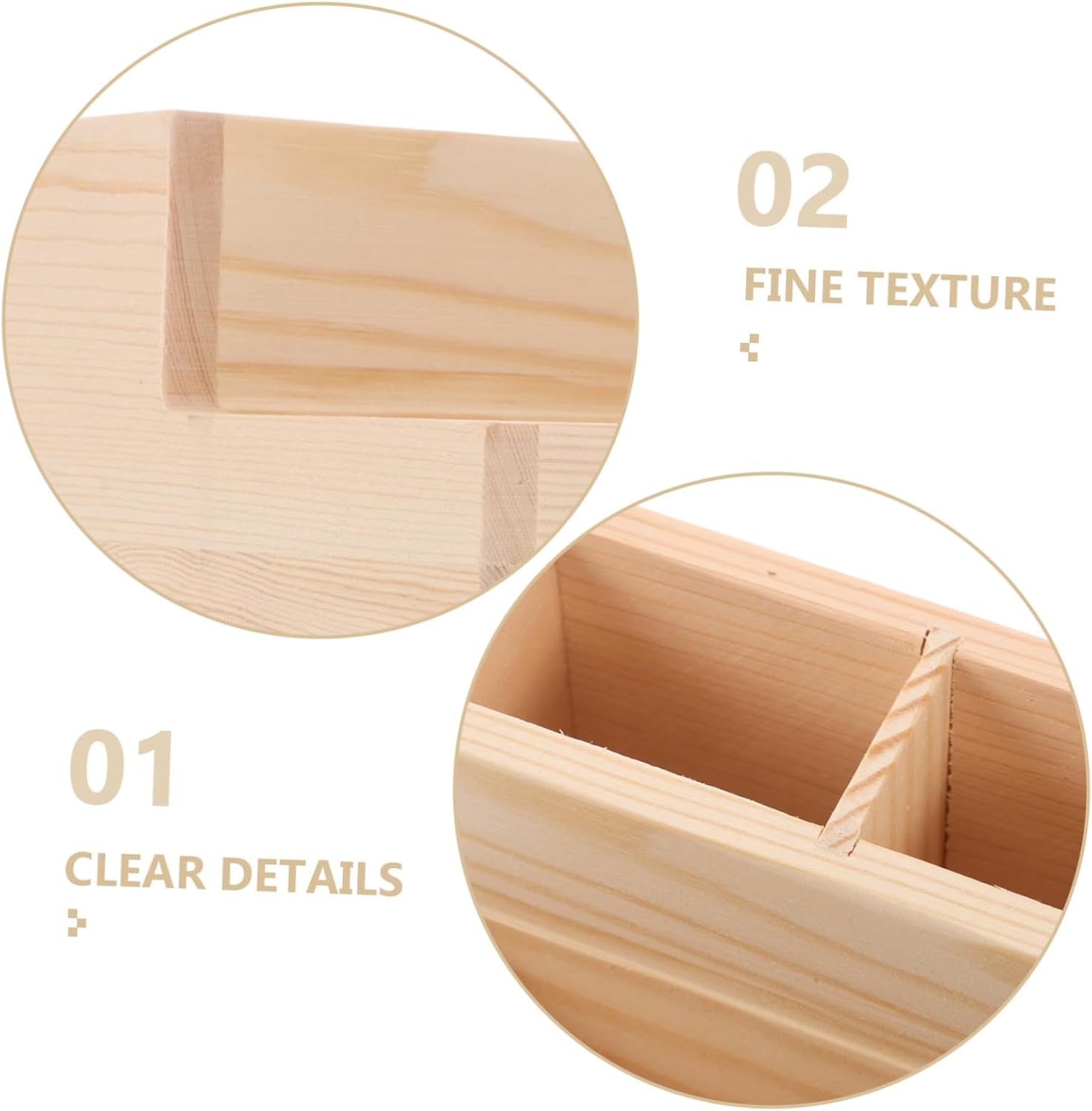 OUNONA Wooden Manicure Tool Holder with Compartments Large Capacity Beige