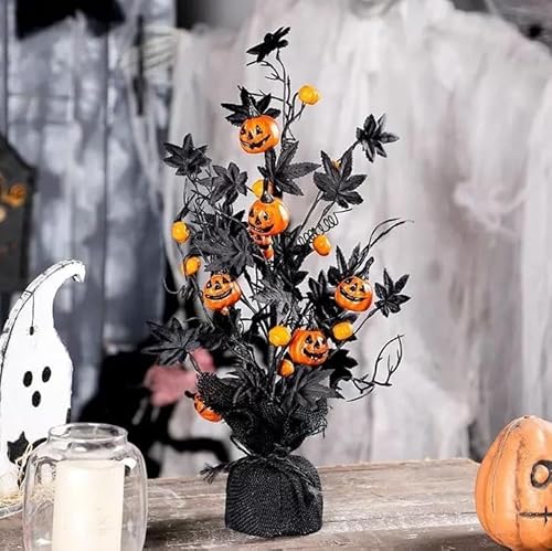 Boxalls Halloween Flowers Decorations Indoor, Artificial Pumpkin Maple Leaf Floral