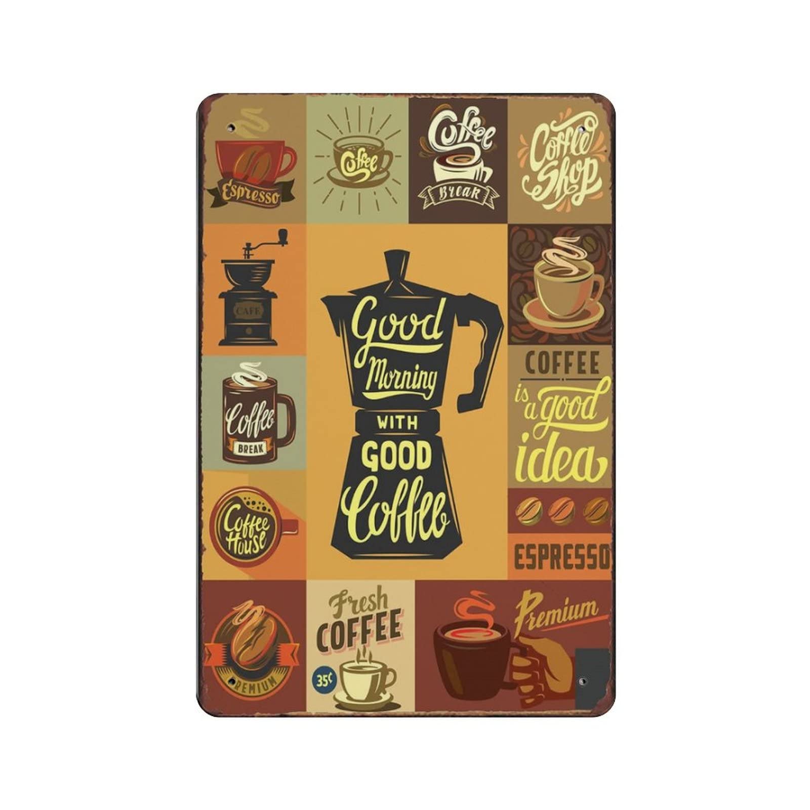 AOOEDM Cafe Vintage Metal Tin Sign for Home Coffee Shop Office Wall Art Metal Poster Garage Decor Man Cave Sign Inspirational Quote Wall Decor