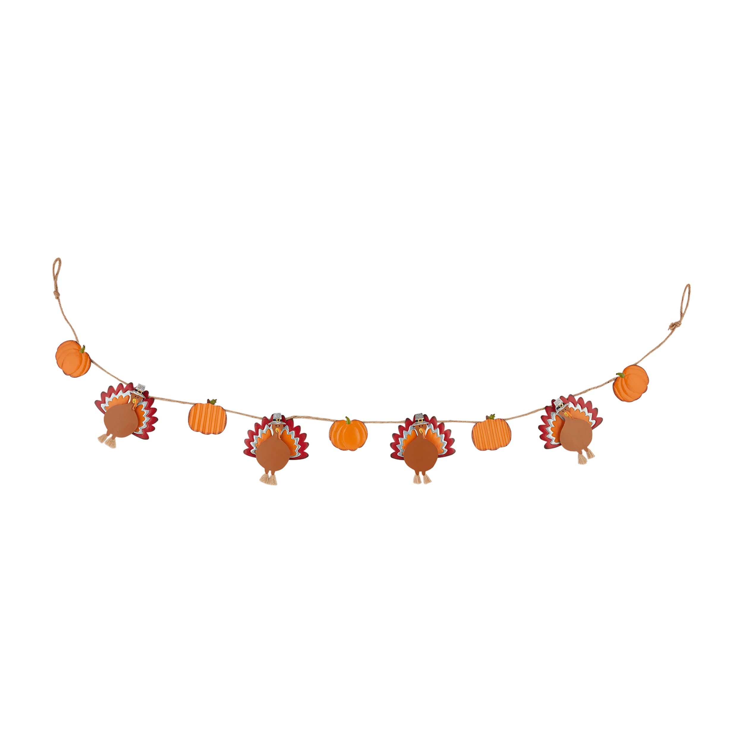 Mud Pie Thanksgiving Tin Garland, Turkey, 5 1/4" x 60"