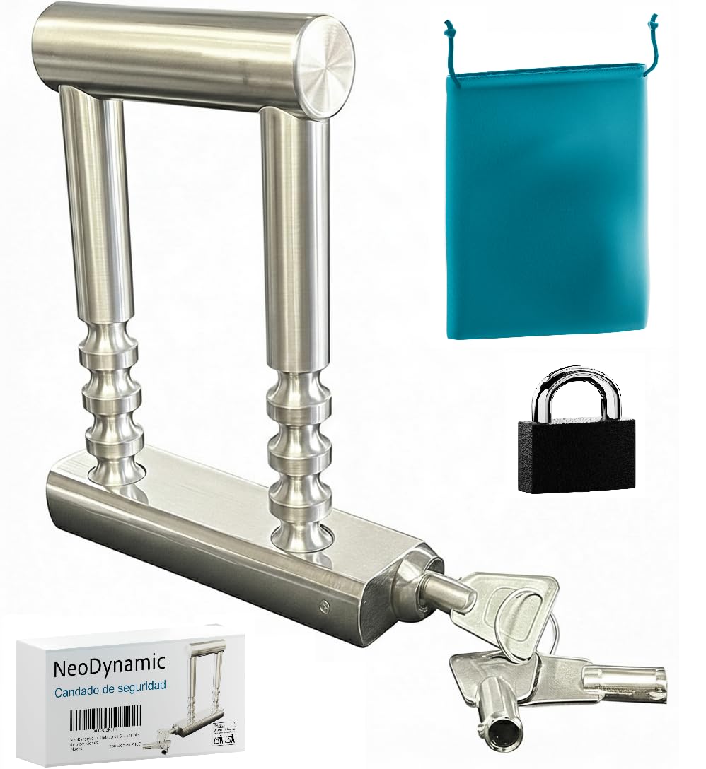 Cadenas Exterieur Etanche – Antivol U, Gros Cadenas Inox Marine, Longue Tige pour Portail, Antivol Garage, Container, Réglable en 5 Positions, Comprend un Sac et petit cadenas.