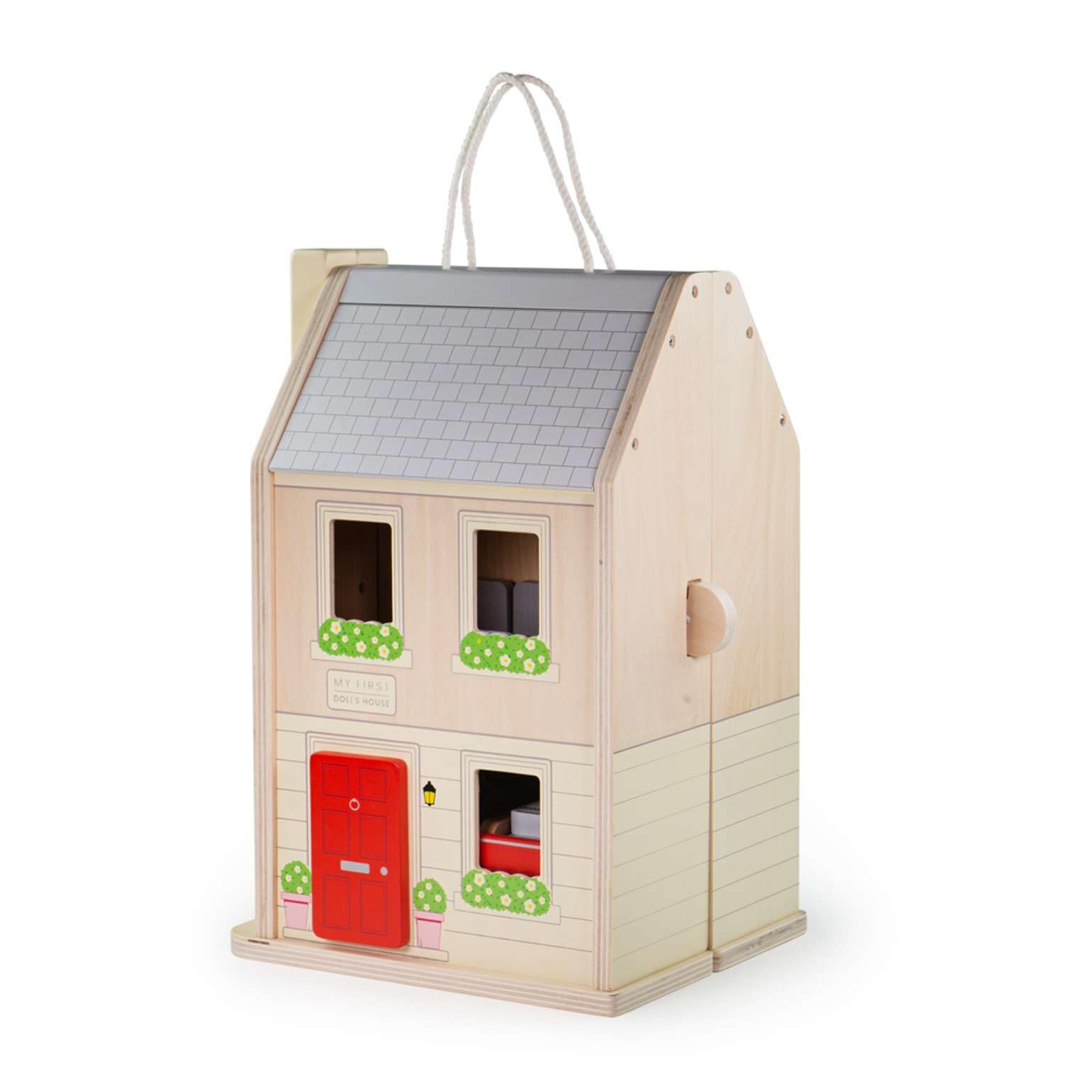 Bigjigs Toys, My First Wooden Dolls House, Toddler Doll House, 13pc Furniture, Girls Toys, 3 Year Old Gifts
