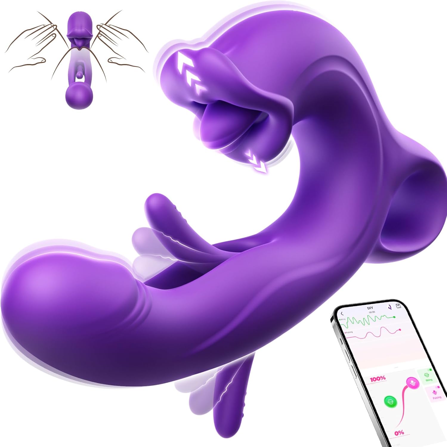 Vibrator Thrusting Women Sex Toys, Rabbit Vibrator Adult Toys, Adult Sex Toys & Games Vibradores, Clitoral Nipple Anal G Spot Flapping Vibrator with 7 Vibrating & Tapping, Tongue Licking Dildo