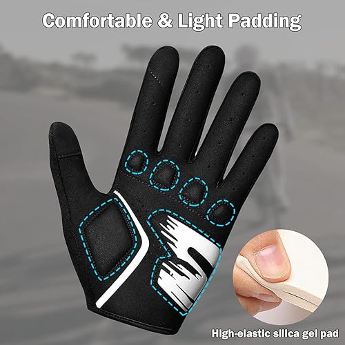 Miniatura 3 de NICEWIN Cycling Bike Gloves Men Women, Padded Anti-Slip Mountain Bike Gloves, Touch Screen Full Finger Road Bicycle Biking Gloves