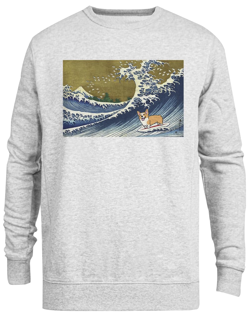 Pull ras du cou corgi surf unisexe gris en coton confortable - 3