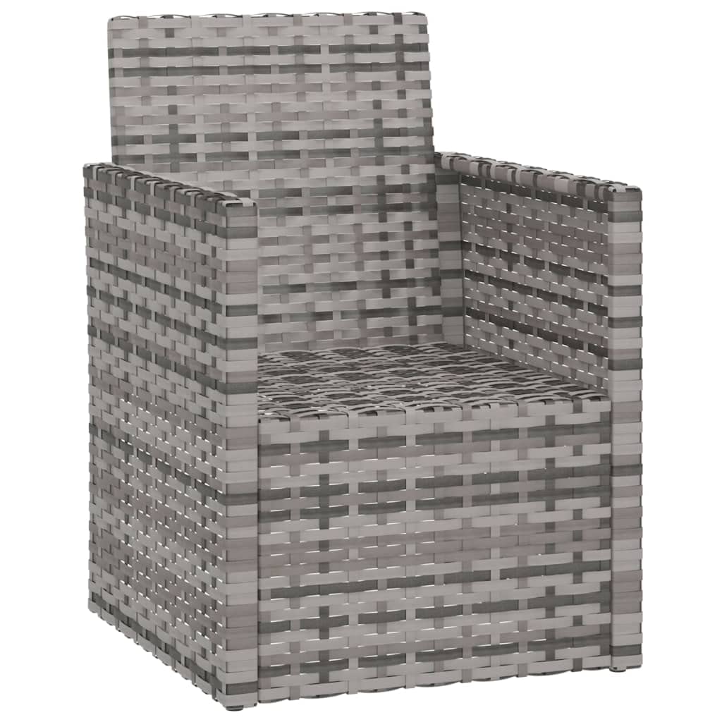Poltrona da Giardino in Polyrattan Grigio con Cuscino | Sedia da esterno compatta con telaio in acciaio e morbida imbottitura per arredare balcone, terrazzo e portico.