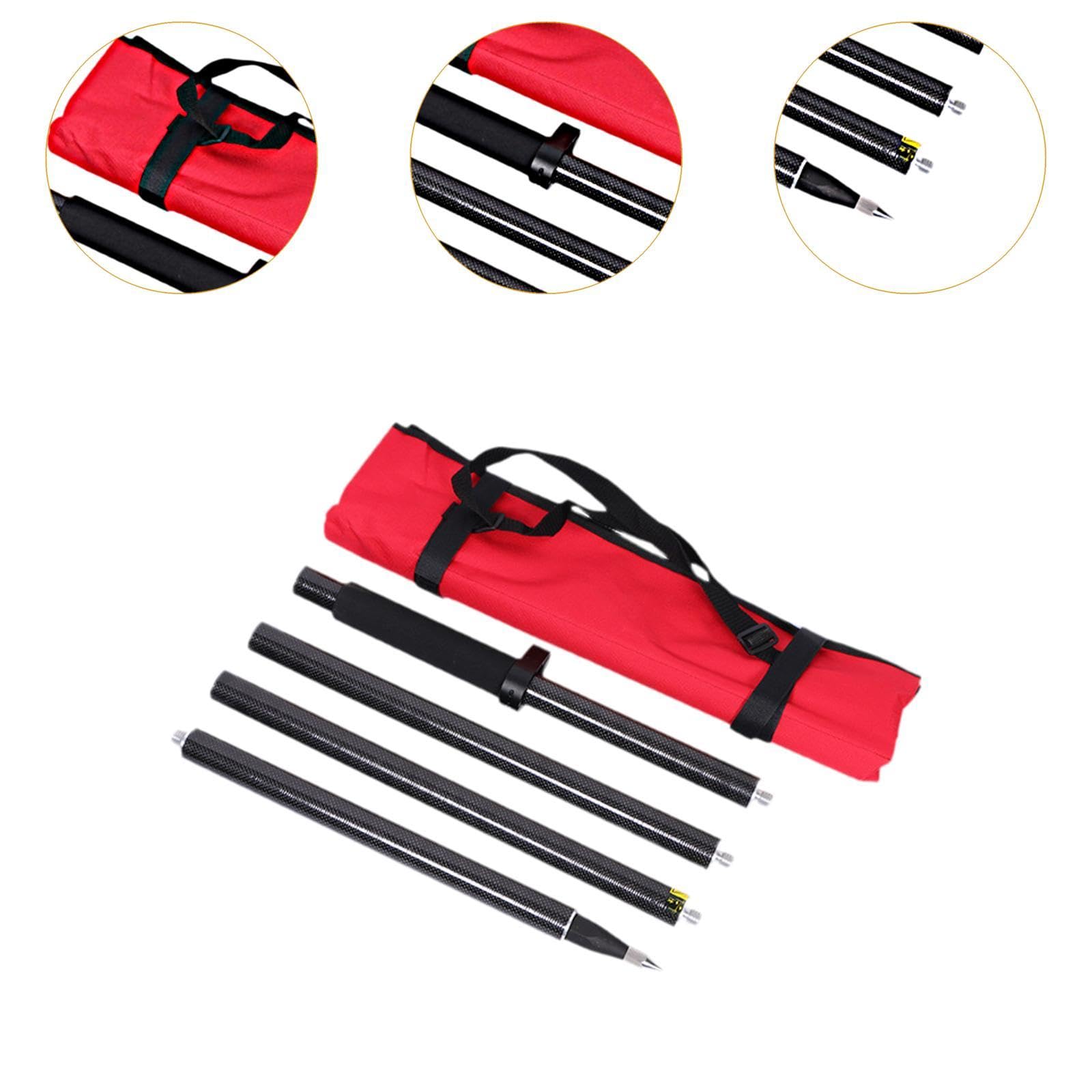 Oshhni Poste topográfico de 4 secciones, varilla de rango Rtk con bolsa suave, accesorios topográficos ajustables de 1,8 metros de longitud para mediciones