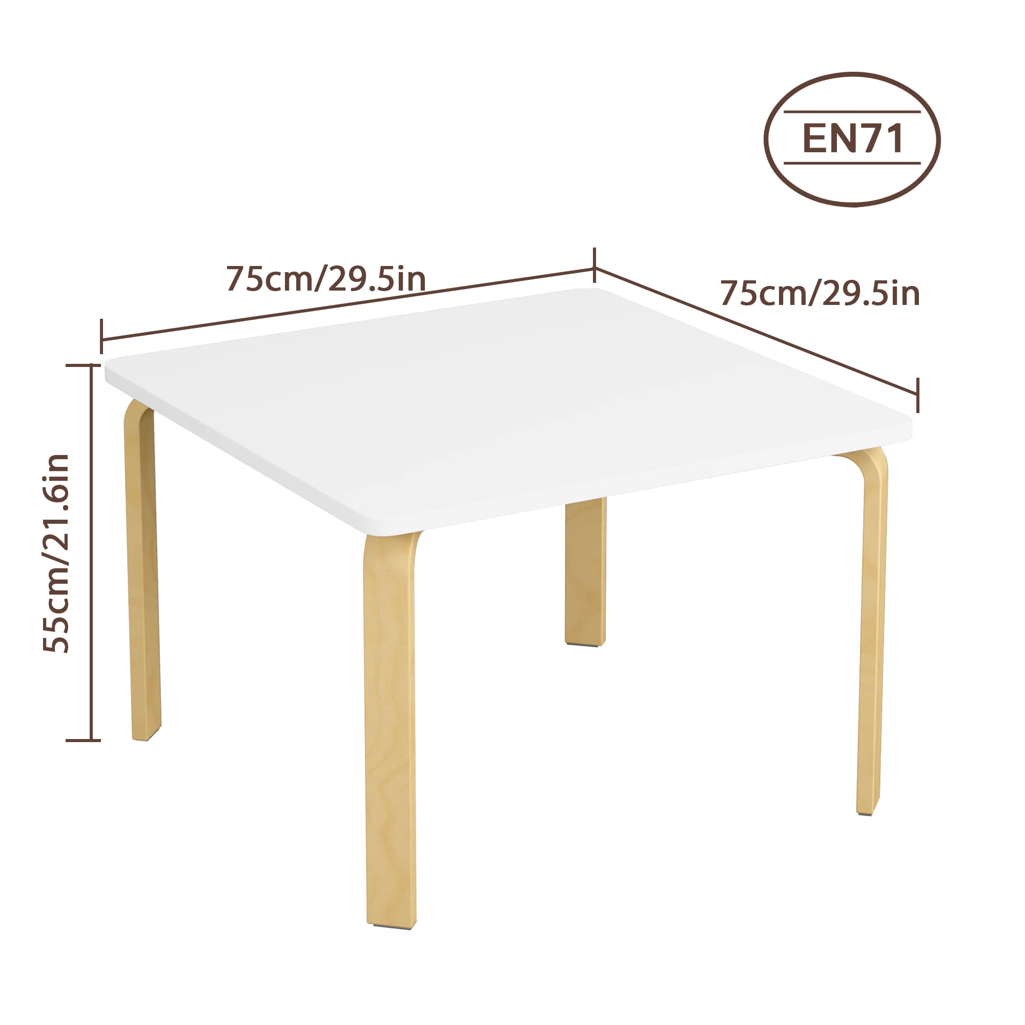 FirFurd Kindertisch, Kinderzimmertisch, Schreibtisch für Kinder, Maltisch, Kleiner Tisch, Tisch zum Spielen & Malen für Kinderzimmer aus Holz 75x75x55cm
